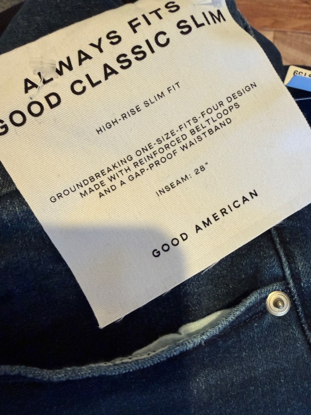 Good American Dark Blue Cropped High-Rise Jeans, Sz 14-18, NWT - Picture 6 of 6